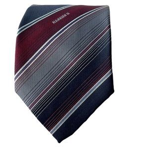 McDonnell Douglas Navy Blue Red Grey White Stripe Necktie Harrier‎ II Logo Tie